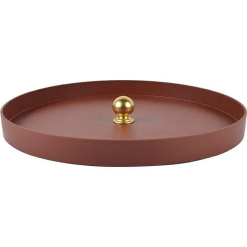 Jewelry Tray Round Metal Tray for Sundries and Small Objects Desktop Home Decor Storage Tray for Necklace
