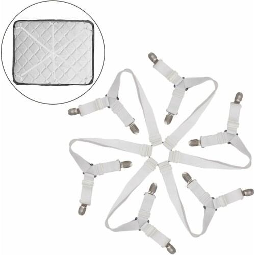 Bed Sheet Clips Grippers Fasteners 3 Way 6 Sides Sheet Suspenders Elastic Sheet Holders Mattress Clips Straps Adjustable Fit