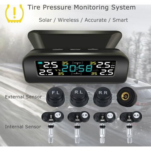 Temp Monitoring Alarm System Monitoring Tyre Temperature Alarm System Solar Car TPMS with Clock Tire Pressure
