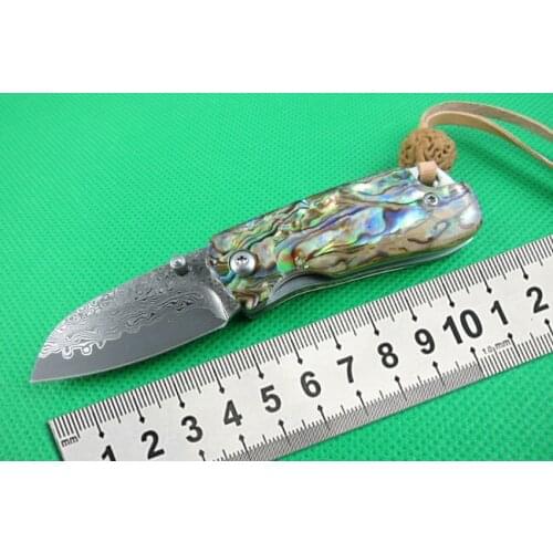 Folding knife pocket with sharp outdoor rescue mosaic Damascus steel outdoor self-defense survival knife hiking utility tool EDC