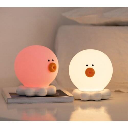 LED Silicone Night Light USB Touch Sensor 7 Colors Cute Animal Octopus Table Lamp for Baby Bedroom Decoration