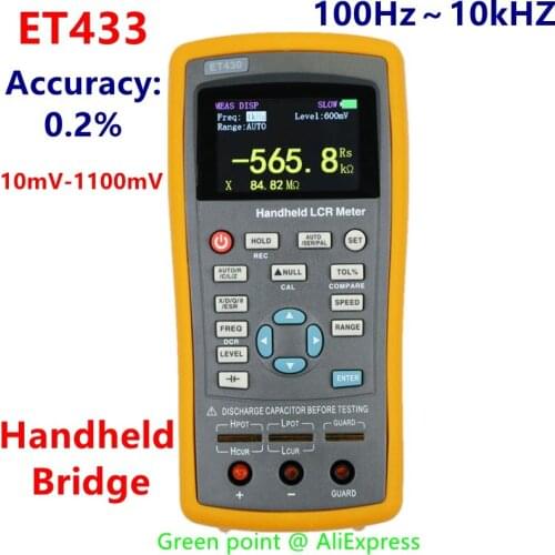 New ET433 LCR Handheld Bridge Frequency 1Hz Stepping 2.8 Inch Screen Multifunction Capacitance Continuous Frequency Meter Tester