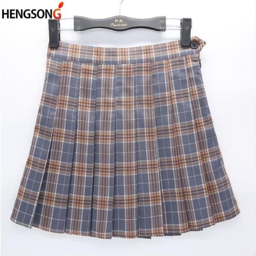Women Girls Plaid Skirt High Waist Pleated Skater Skirt A-line School Skirt Uniform With Inner Shorts Casual Skirts Skinny Girls