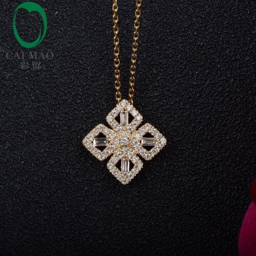 Caimao Jewelry Natural 0.20ct Baguette Cut Diamonds14kt Yellow Gold Pendant