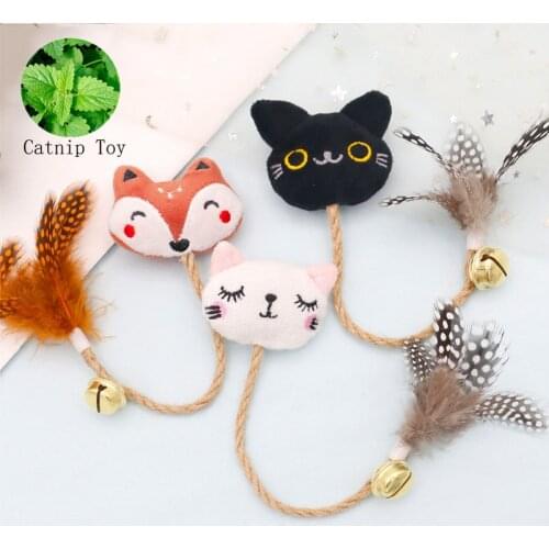 Funny Cat Toy Feather Bell With Catnip Cat Animal Shape Doll Pet Hemp Rope Molar Rod Pet Kitten Supplies Teeth Chewing Toy