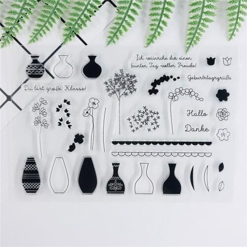 11*16 Flower Vase Transparent Clear Stamps Seal For DIY Scrapbooking Bullet Journal Sentiment Stamp Photo Album Card Making