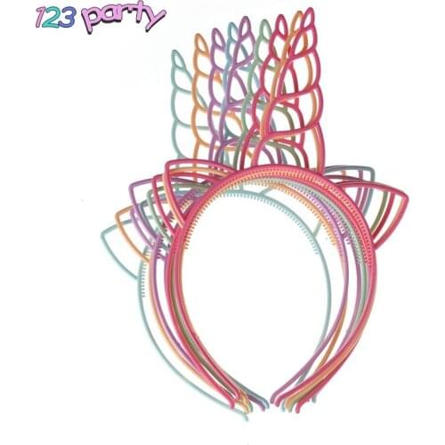 12pcs/lot Girls Unicorn Hairbands Lovely Hair Hoop Princess Plastic Unicorn Headband for Party Hair Accessories Party Decoration
