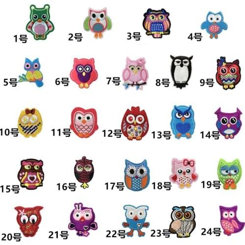 24Pcs/set Cartoon Owls Sequins Sew On Patch DIY Embroidered Applique Bling Bling Animal Owls for Decoration Clothing Accessory