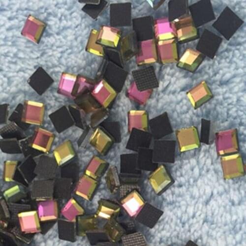 500pcs/lot 4*4mm Purple AB Rhinestone Flatback Acrylic Square Beads Strass Crystal Stones For Clothing Dress Craft Decorations