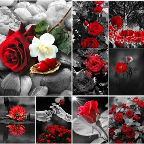 5D DIY Diamond Painting Full Square Floral Rose Kit Diamond Mosaic Flowers Picture of Rhinestones Decor Gift Diamond Embroidery