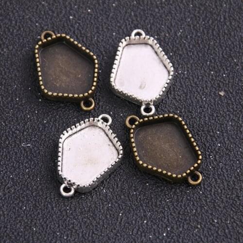 6pcs 18*27mm Antique Bronze/ Geometry Style polygon Cabochon Base Setting Charms Pendant