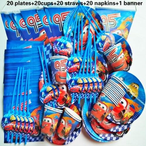 90 pcs Car Macqueen cup+plate+straw+napkin banner happy birthday kids baby shower paper Party Decoration Set Theme Supplies