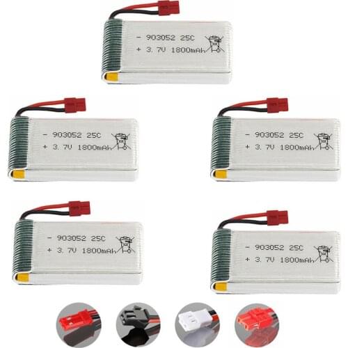 3.7V 1800mAh lipo Battery XH2.54/XH4.0/SM/JST for KY601S SYMA X5 X5S X5C X5SC X5SH X5SW X5HW X5UW M18 H5P HQ898 H11D H11C Drone
