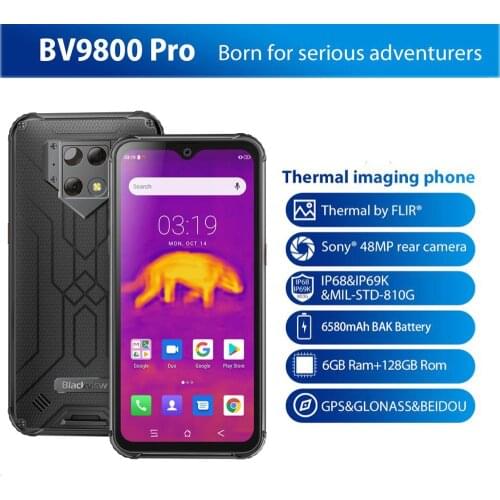 Blackview BV9800 Pro Thermal imaging Smartphone 6GB+128GB Mobile Phone Helio P70 Android 9.0 Waterproof 6580mAh Global Version