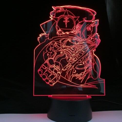 Fullmetal Alchemist Edward Elric Manga Figure Night Light 3D Led Color Changing Kids Bedroom Decorative Usb Desk Lamp