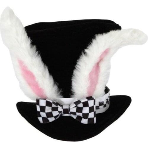 Kids With Checkered Bowknot Easter Rabbit Funny Party Hat Costume Performance Plush Topper Bunny Ears Gift Cute Velvet