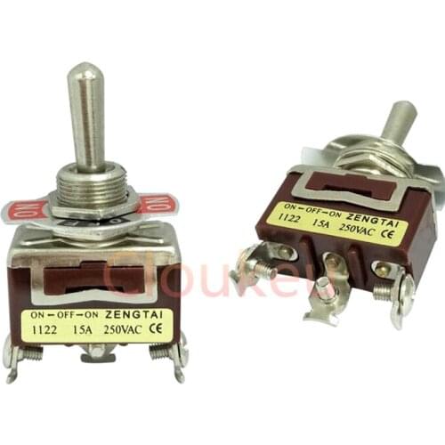 E-TEN1122 12MM Brown 3Pin/3File ON-OFF-ON Rocker switch Toggle Switch 15A250V