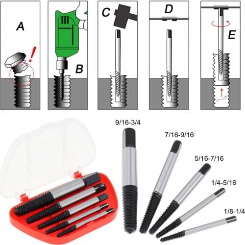 Screw Extractor 5/6pcs/set Screw Extractors Damaged Broken Screws Removal Tool Drill Bits Used in Removing the Damaged Bolts