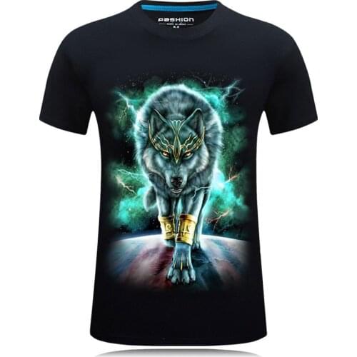 2021 New Summer Personality 3d Wolf Hip Hop Short Sleeved T-shirt S-6xl Oversize Loose Casual Simple Men Top Tide Free Shipping