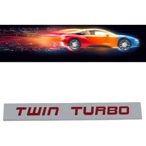 Chrome Red TWIN TURBO Engine for Fender Trunk Lid Emblem Decal Badge Sticker