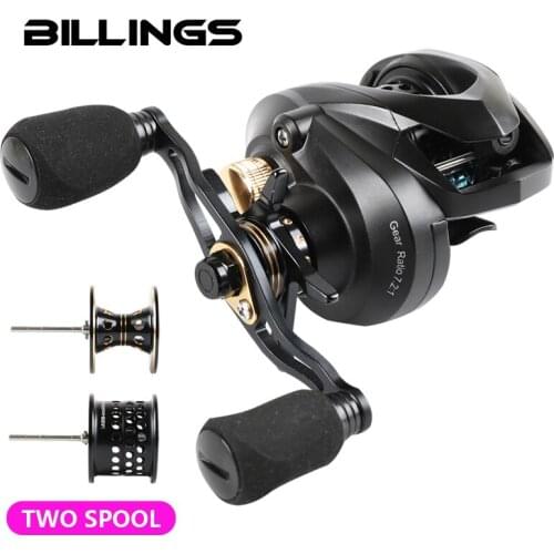 BILLINGS 7.2:1 High Speed Baitcasting Reel 184g Super Long Casting Fishing Max Drag 8KG/18LB Carp Fishing Tackle TOW SPOOL