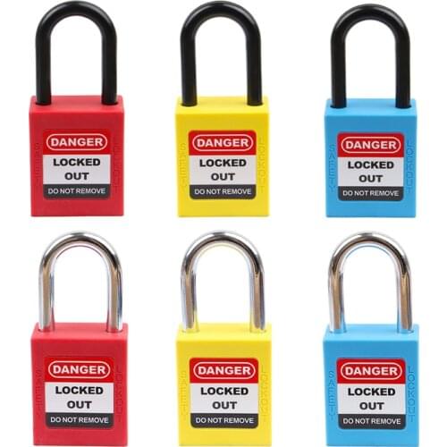 China Lockey Cheap Loto Safety Padlock 38mm Steel Nylon Shackle Safe Lock Lockout Tagout with Key