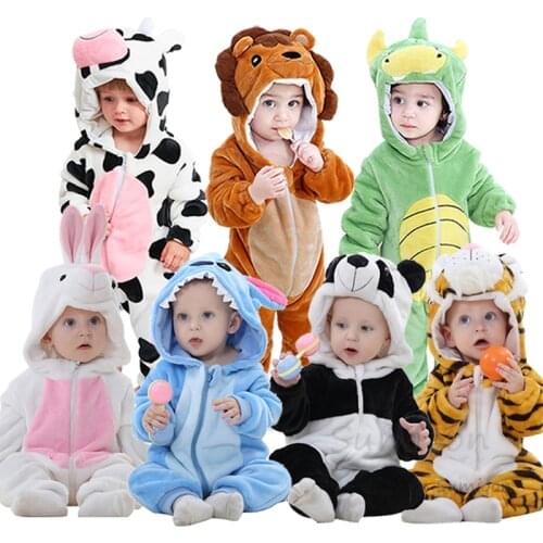 Winter Baby Rompers Boys Girls Unicorn Jumpsuit Infant Bebe Girl Christmas Clothes Toddler Animal Costumes Kigurumi Panda Outfit
