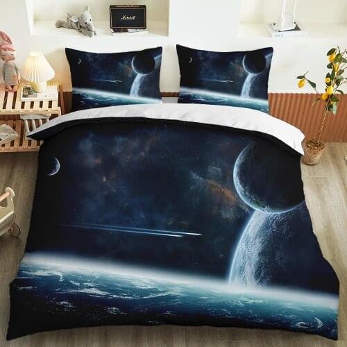 Custom Pillowcase Soft Duvet Cover Starry Sky Bedding Set Outer Space Bed Set 3D Print Queen King Single Bedroom Decor Adult