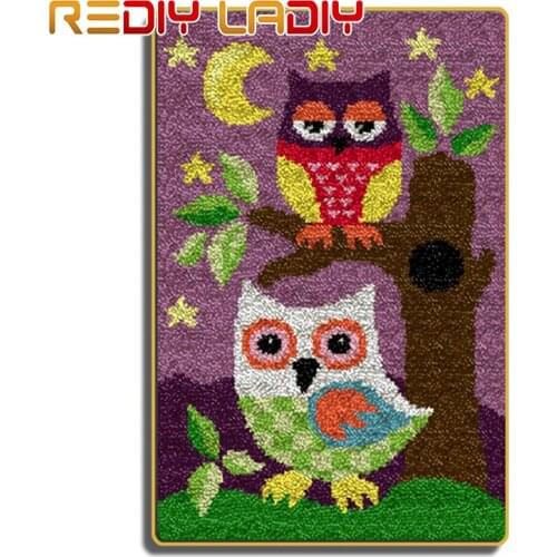 Latch Hook Rug Crochet Floor Mat Guardian Owls Tapestry Kits Acrylic Yarn Printed Canvas Cushion DIY Carpet Rug Arts & Crafts