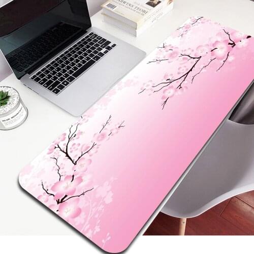 MRGLZY Japanese Pink Cherry Blossom Girl Gaming Mouse Pad Carpet Laptop Keyboard Gaming Accessories Genshin Impact Mousepad Xxl