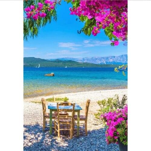 Beautiful Greece beach DIY Diamond Painting Greece coast Diamond Embroidery Greece sea Cross Stitch Rhinestone Mosaic Painting