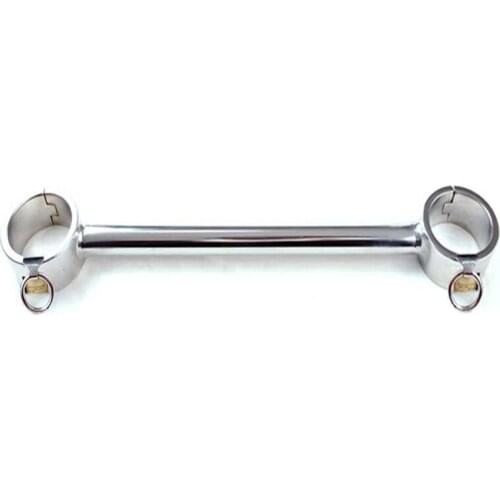 Round/oval Metal stainless steel leg cuffs BDSM bondage sex fetish Stealth lock 58cm Fixed long pole legcuff for sex toy