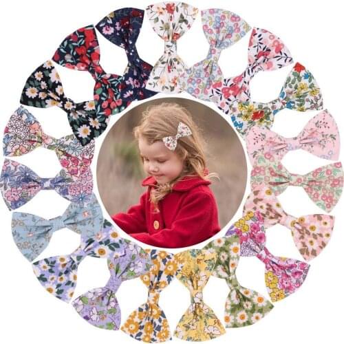 Bulk 60pc/lot 2.8inch Bows Nylon Baby Headband,Baby Floral Prints Hair Bow Hair Clips for Kids Barrettes Girls Hair Accessories