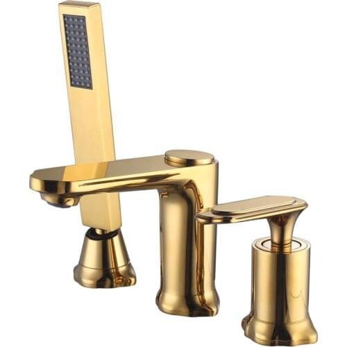 Brass Bathroom Basin Faucet Solid Sink Mixer Tap Hot & Cold Lavatory Crane Vessel Widespread Single Handle Dual Hole Gold/Chrome