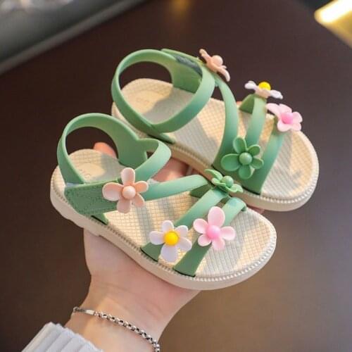 Summer Girls Sandals New Kids Sandals Fashion Flowers Children Princess Shoes Non-slip Girl Beach Shoes Soft Pvc Toddler Shoes