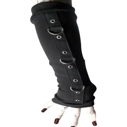 Hot Selling D-shaped Buckle Women Sleeves Fashion Elbow Length Fingerless Arm Warmers Winter Gloves