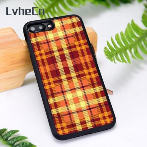 LvheCn Silicone Rubber Phone Case Cover for iPhone 6 6S 7 8 Plus X XS XR 11 12 Mini Pro Max Autumn Tartan Plaid