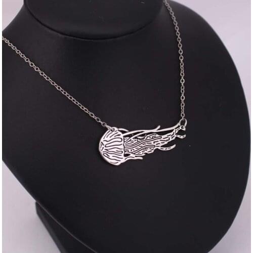Jellfish pendant necklace sea creature animal necklaces gift