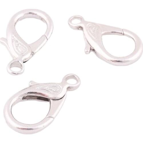 10pcs/lot Metal Lobster Clasps Hooks End Clasps Connectors Silver for Jewelry Necklaces Bracelet Making DIY