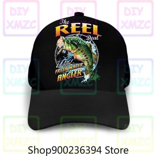 Mens Cool The Baseball Cap Reel Deal Fishing Hats Freshwater Bass Fisherman