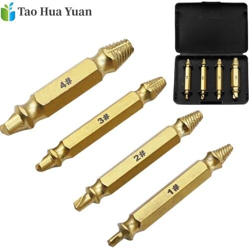 Titanium Plating Damaged Screw Extractor Drill Bits Guide Set Broken Speed Out Easy out Bolt Stud Stripped Screw Remover Tool
