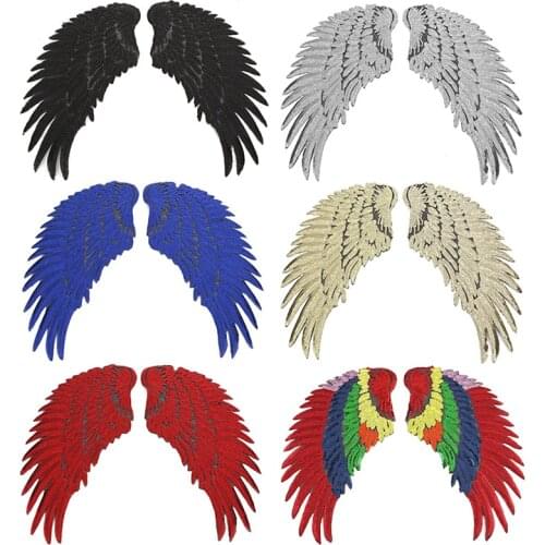 8*19CM Wings Embroidery Cloth Sequins Feather Patches AccessoriesWings Gold Sliver Sequined Patch Sew on Transfert Iron On