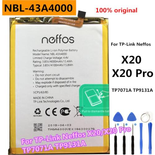 New Original 4100mAh NBL-43A4000 Replacement Battery For TP-Link Neffos X20/X20 Pro TP7071A TP9131A Mobile Phone Batteries