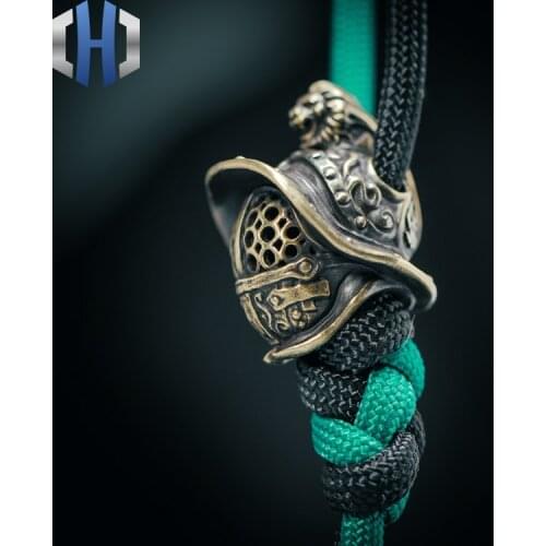 Original Ancient Samurai Helmet Knife Beads Outdoor EDC Umbrella Rope Retro Pendant Keychain Survival Paracord Beads
