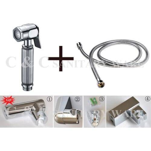 With Scalable Hose And Holder (Gift) , Horizontal Brass Toilet Handheld Bidet A2014S