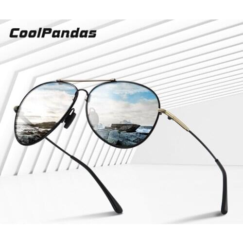 CoolPandas Men Vintage Pilot Polarized Sunglasses Memory metal Aviation Sun glasses Driving Eyewear For Men/Women Gafas De Sol