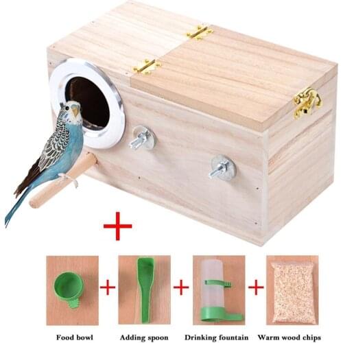 Bird Breeding Box Quality Wooden Pet Bird Nest House Breeding Box Cage Accessories For Parrot Breeding Decorative Pet Cages