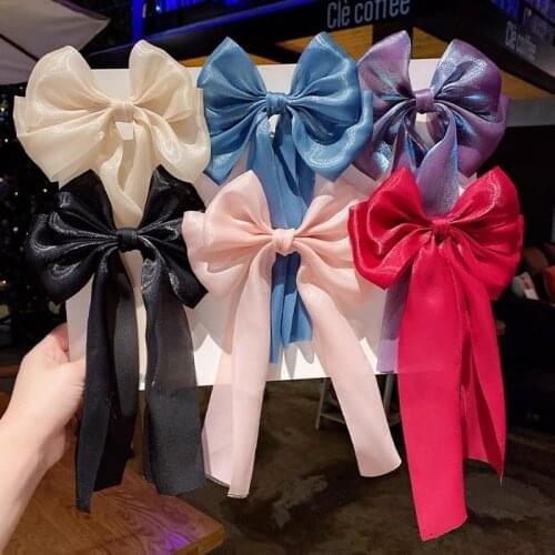 2021 New Fashion Silk Hairclip Girls Bow Hair Band Trendy Ribbon Hairpin Temperament Ribbon Bow Ladies Headwear Hair Accessories