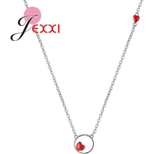Bijoux Red Heart Statement Necklace Women Choker Silver Personality Pendant Necklace Small Charm Jewelry Nice Gifts