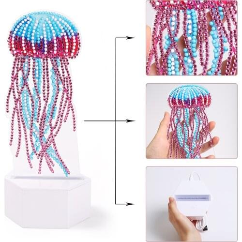 ZOOYA DIY Diamond Painting Led Light Lamp Special Shaped Jellyfish Diamond Mosaic Cross Stitch Embroidery Diamond Art Rhinestone